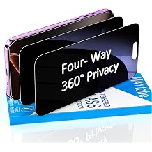 MAYtobe 2 Pack 360 Degree Privacy Screen Protector for iPhone 16 Pro Max, Horizontal and Vertical Private Tempered Glass, 4-Way Spy, Bubble Free, Anti-Scratch, Black