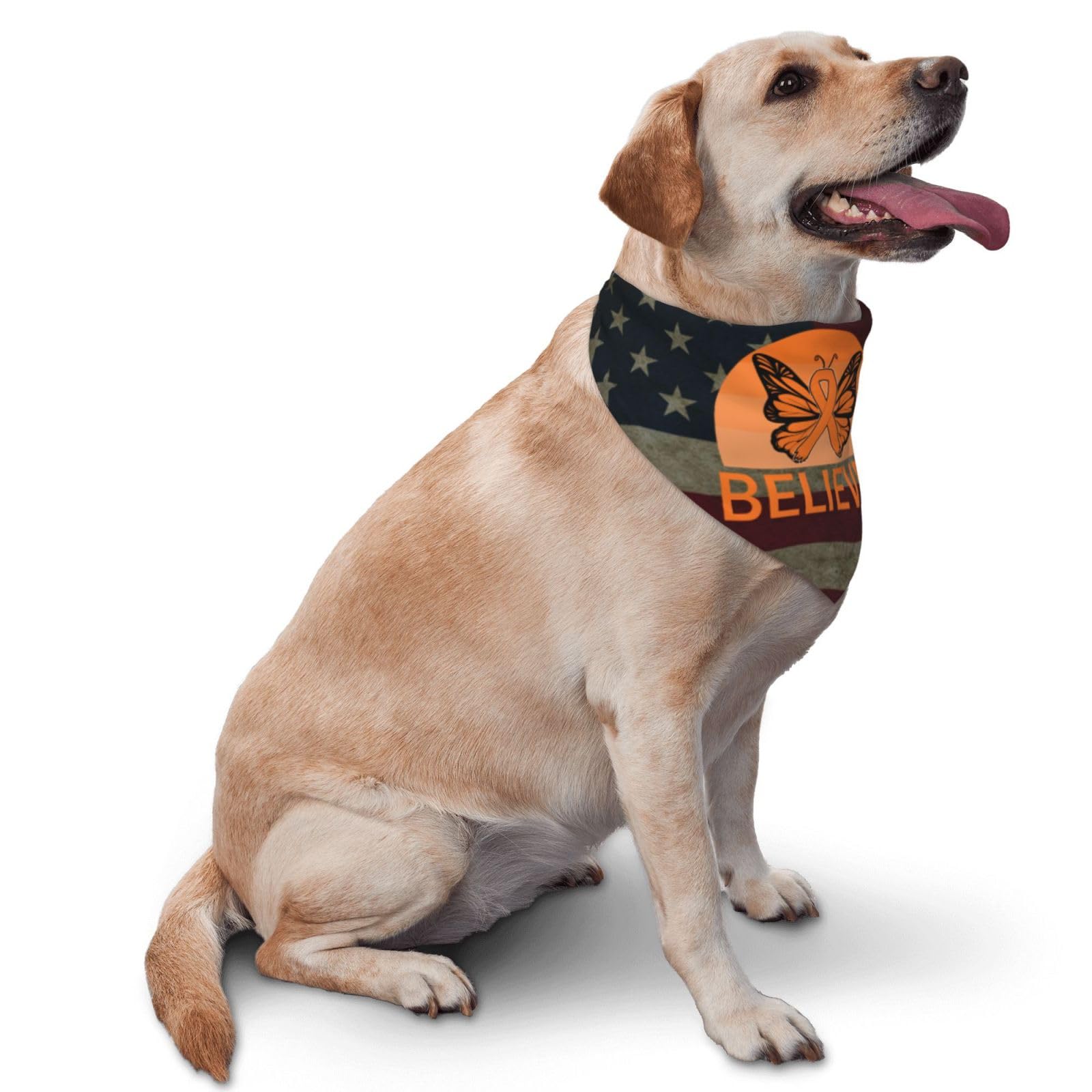 Believe Leukemia Awareness Orange Ribbon Dog Scarf Pet Bandana Cat Pet Bibs