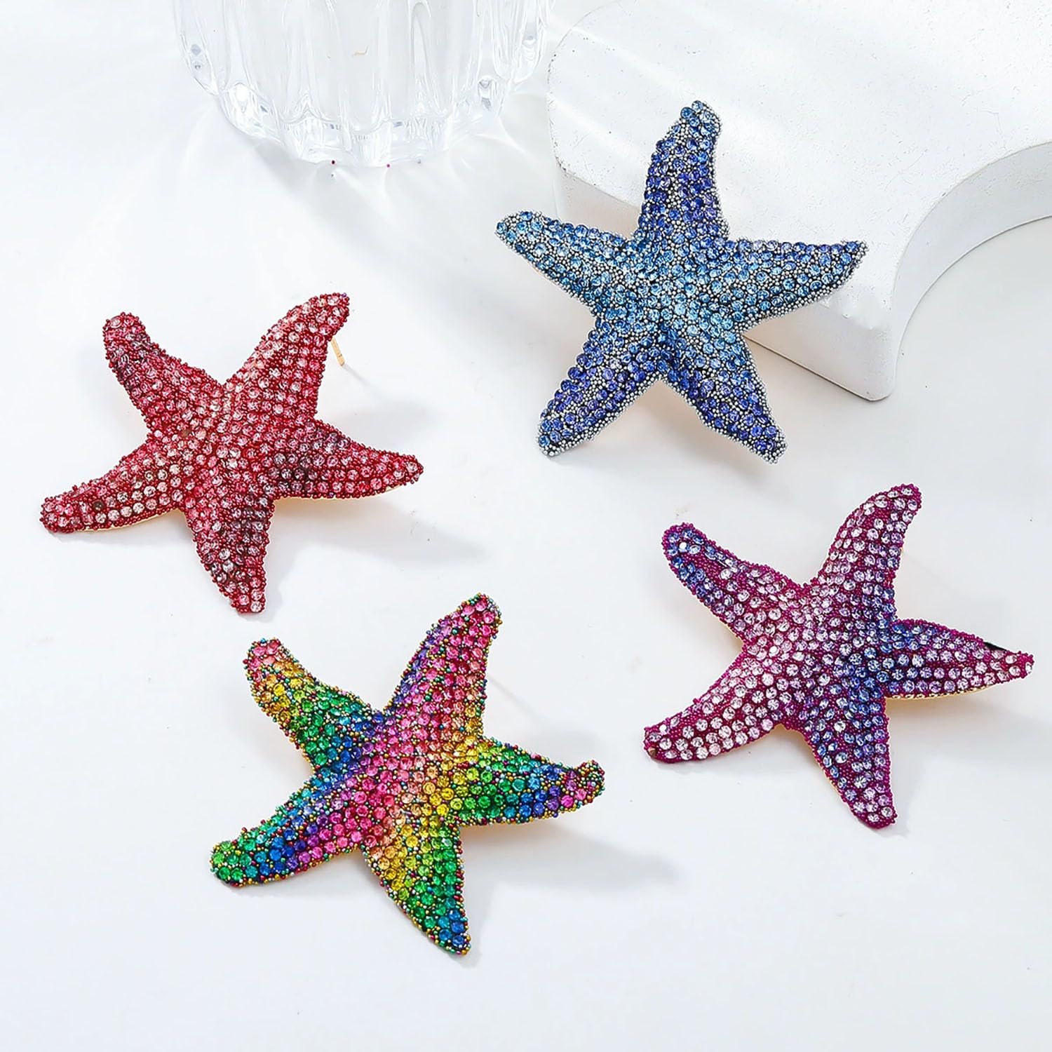 Starfish Stud Earrings for Women Rhinestone Big Starfish Earrings Vintage Boho Ocean Earrings Summer Beach Jewelry Gift for Women - Image 6