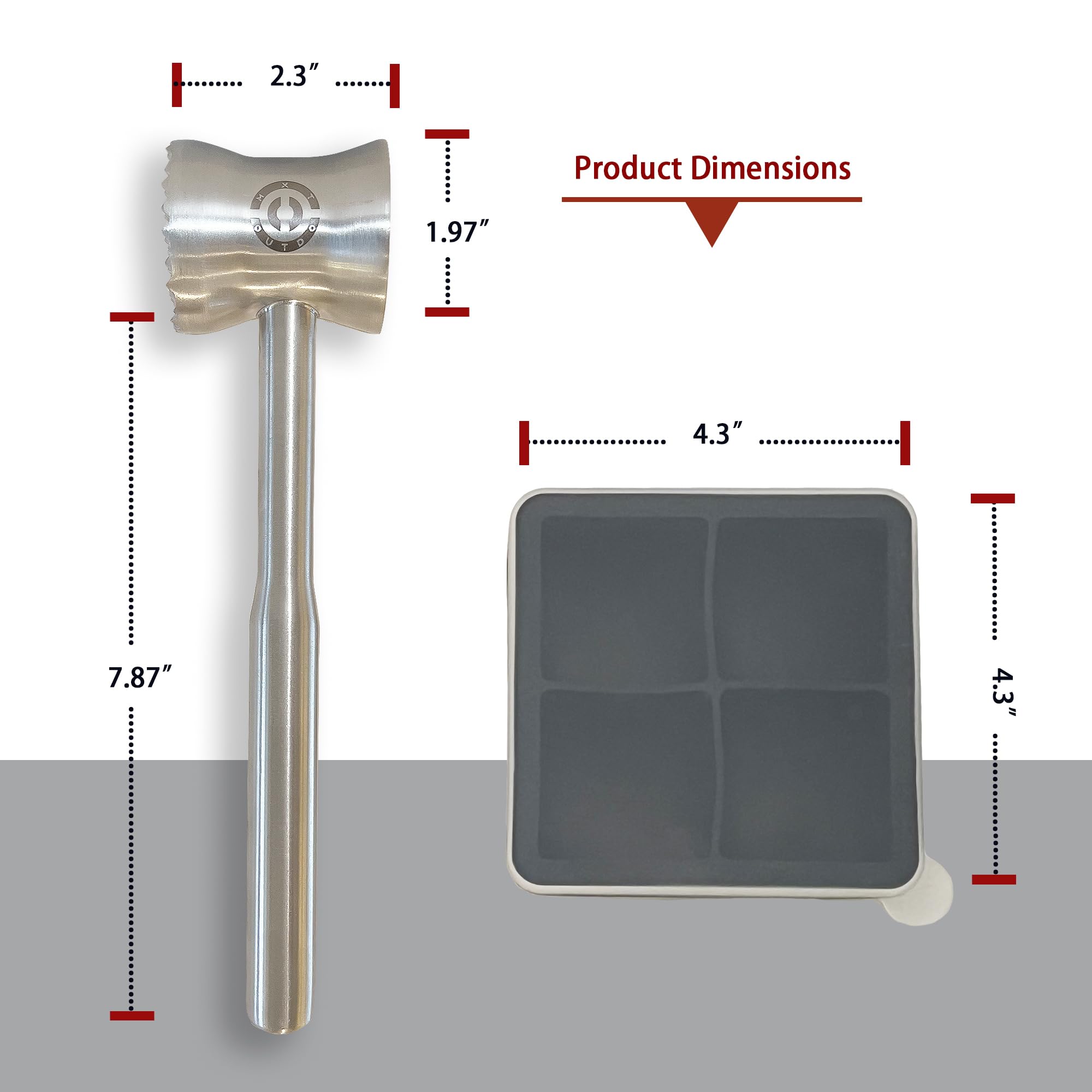 Martillo ablandador de carne de acero inoxidable resistente con mango antideslizante, herramienta de cocina de doble cara para filetes, pollo, carne de res, apto para lavavajillas y diseño