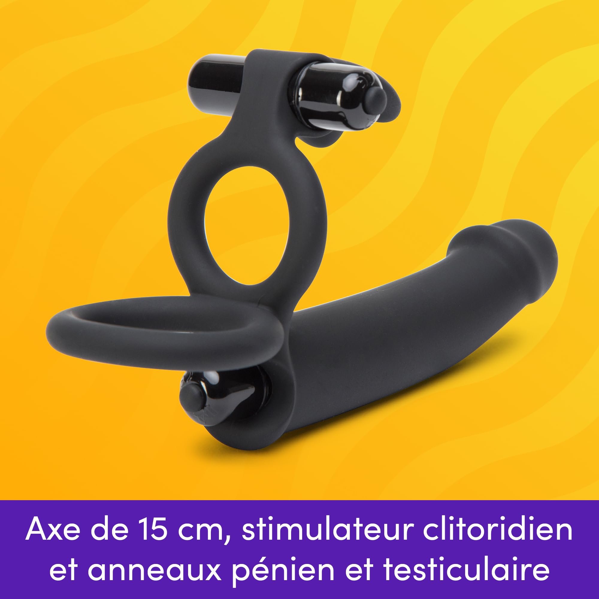 Lovehoney Triple-Function Strap-On Dildo | Godemichet a porter, Stimulateur Clitoridien & cockring | Vibromasseur Lapin & Gode 15 cm avec 2 Vibromasseurs Bullet | Sextoy pour Couples | Imperméable