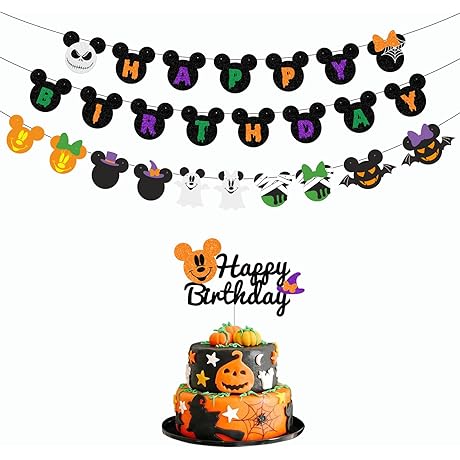 Minnie Mouse Halloween Banner and Cake Topper Set: A Hauntingly Adorable Birthday Ensemble