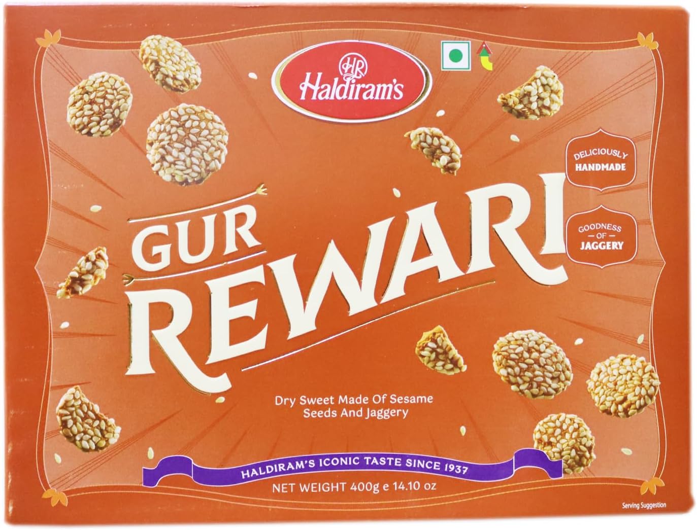 Gur Rewari Indian Sweet Sesame Candy in Pack 400g