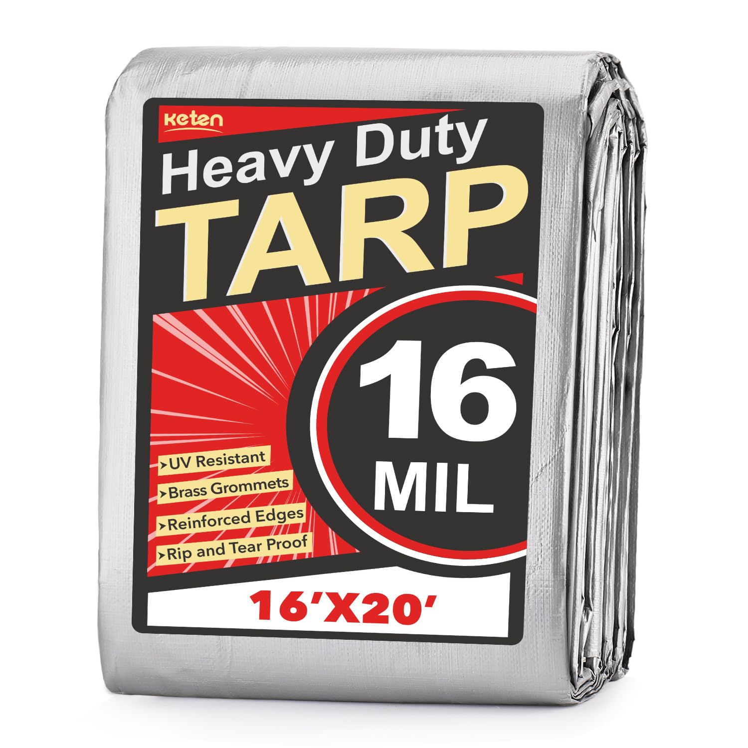 Keten Tarps Heavy Duty Waterproof 16X20 Feet, Extra Thick 16 Mil