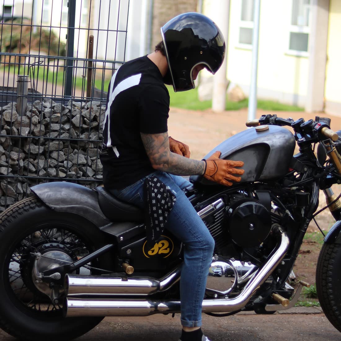 Harssidanzar GM028UKH - Guanti da moto, in pelle, da uomo, per touchscreen