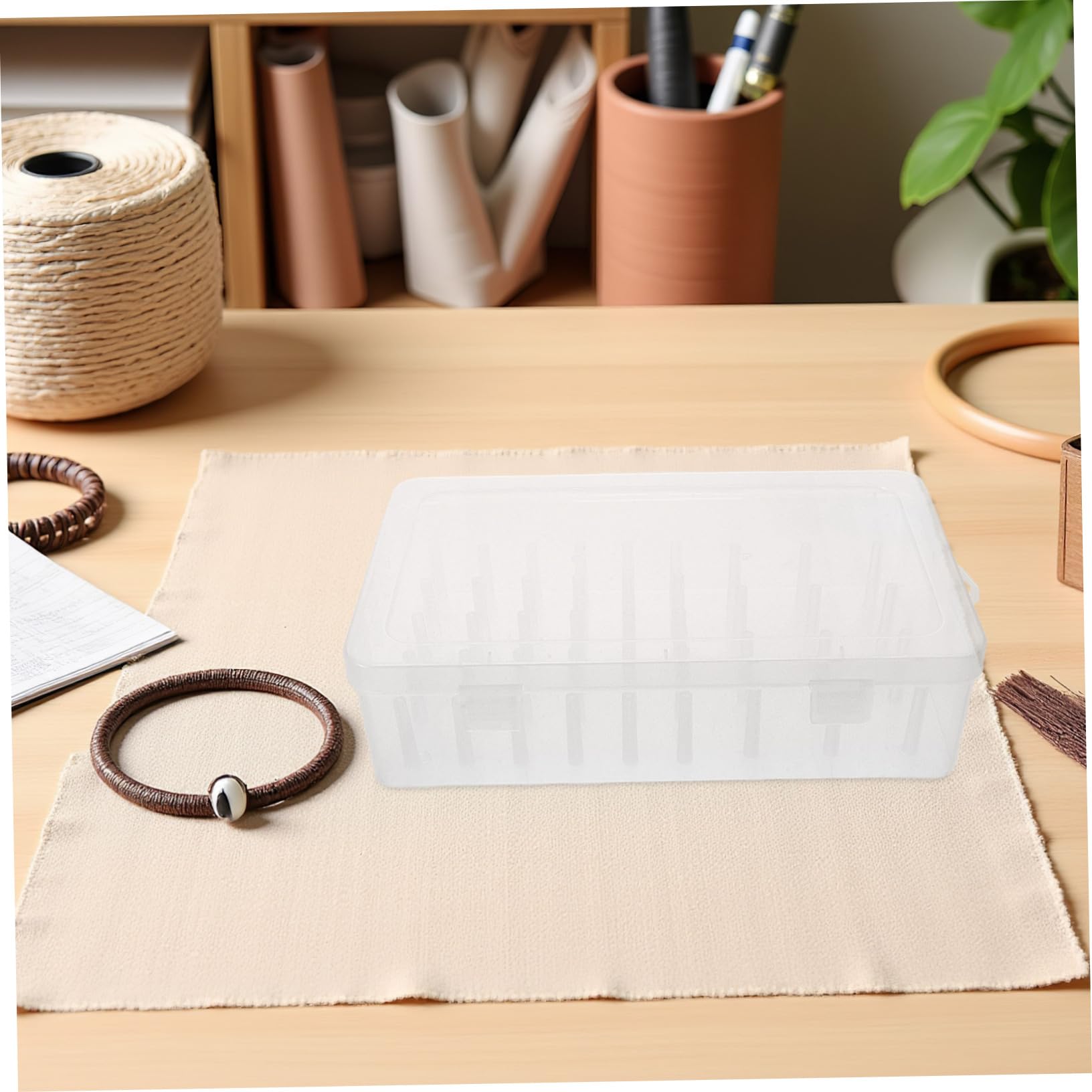 3piezas Caja De Almacenamiento De Hilo De Coser Transparente Con Carretes Para Bordado y Costura Para Viajes y Aficionados Al Bricolaje