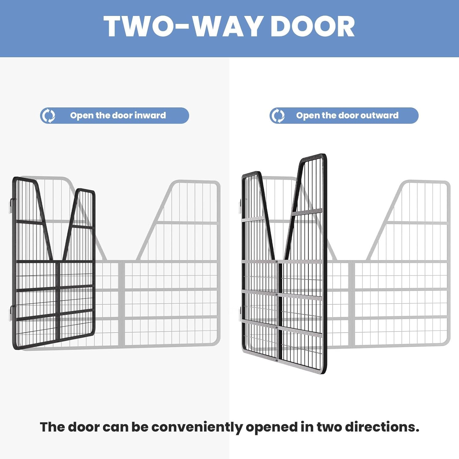 52 x 42 Inch Horse Stall Gate, Two-Way Stall Guards for Horses, Heavy Duty Steel Horse Stall for Horses, Ponies, Stable Door, Stable Guardrail, Fence