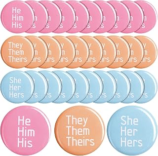 30 Pcs Pronoun Pinback Button Pronoun Badges Pins They Them Pronoun Pin Gender Identity Pins She Her Pronoun Pin Variety Pack for Shirts Clothes