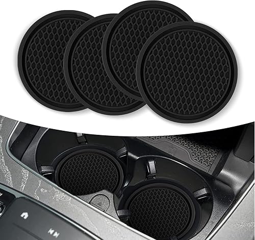 Miniatura 1 de Paquete de 4 portavasos para automóvil, 2.75 pulgadas, universal, de silicona, incrustados en adornos, tapete antideslizante para la mayoría de los
