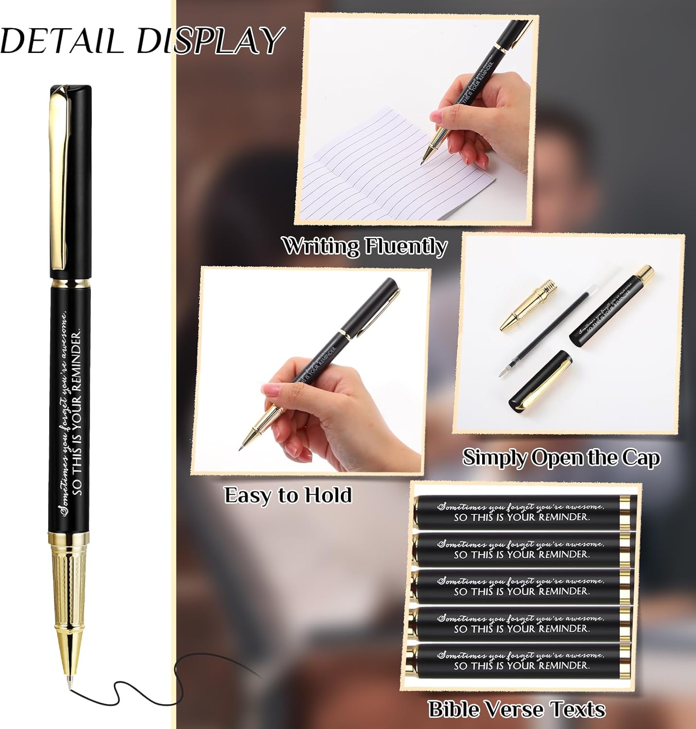 PerKoop 30 Set Thank You Pen Employee Appreciation Graduation Ballpoint Pen with Engraved Inspirational Quotes with Box for Nurse Appreciation Week Teacher Office Black Ink(Black,Reminder)