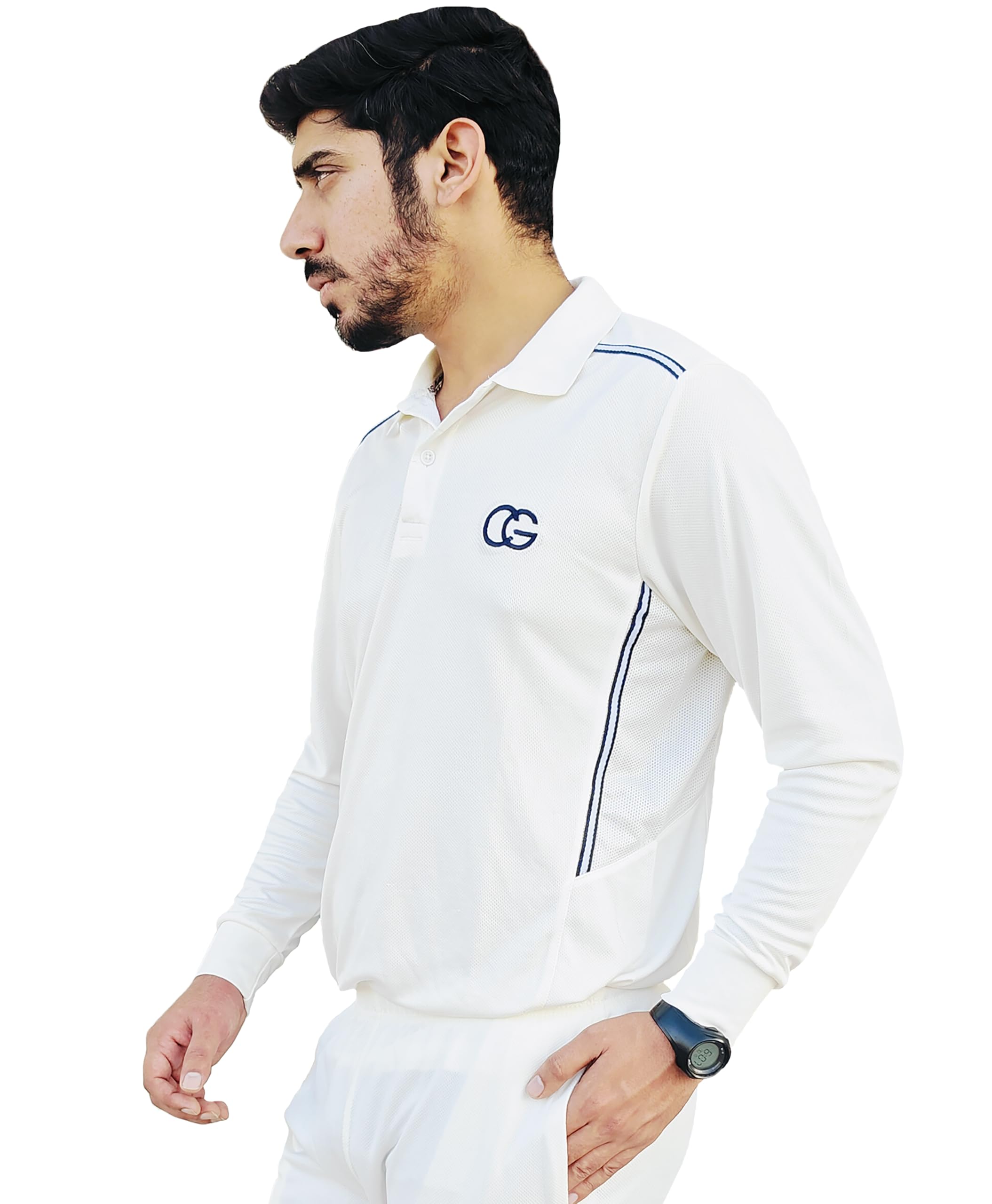 CALIGOSTLE CG Full Sleeve Cricket White T-Shirt for Men | Cricket Dress T-Shirt | Cricket Jersey | Cricket Uniform | Cricket Whites for Boys and Adults-picture-29