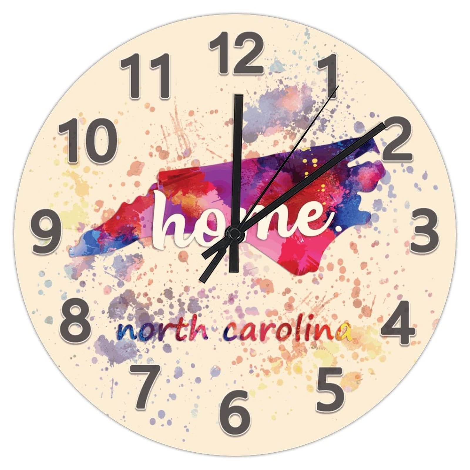 Horloge murale ronde en PVC de 30,5 cm style Caroline du Nord