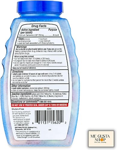 Miniatura 2 de Equate Extra Strength Smooth Chews - Tabletas antiácidas, frutas surtidas, 140 unidades (paquete de 01) + adhesivo Me Gustas