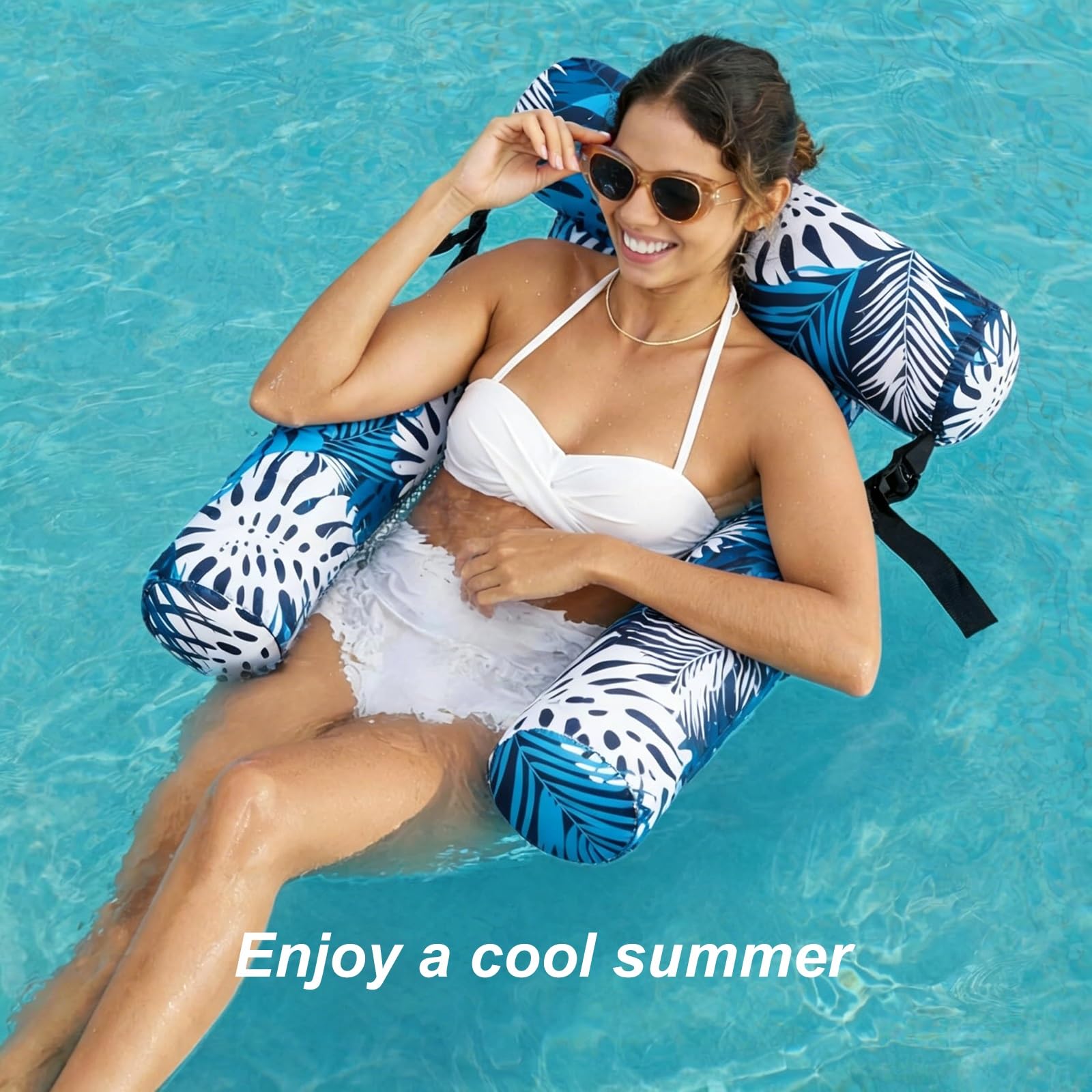 Bouée Piscine, Fauteuil Gonflable Piscine | Appui-tête Réglable, Léger et Portable, pour S'amuser Dans L'eau ou À la Plage