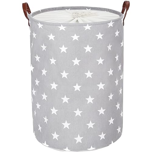 DOKEHOM 24-Inches Ispessimento Raggruppabili Round Stoccaggio Paniere, Cotone (Grigio Star,