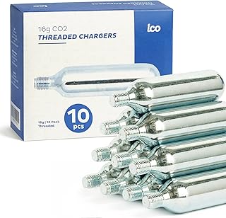 ICO 16g Threaded CO2 Cartridge for Use with CO2 Bike Tire Inflator, C02 Cartridges for Bicycle CO2 Inflator, Food Grade CO2 Cartridges