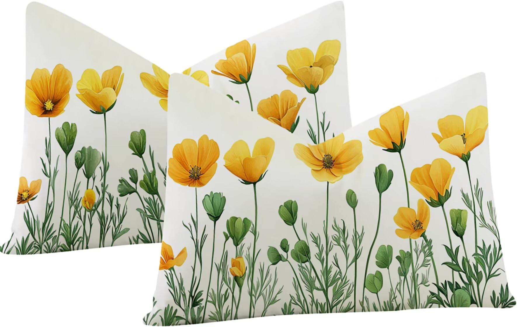Housse de coussin 50x90cm en velours blanc Lpfieonn Fleur lot de 2 pour salon