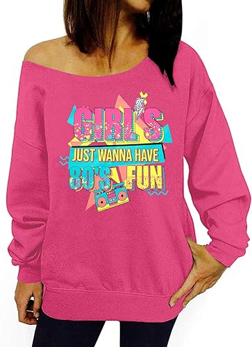Miniatura 6 de QLIPIN Trajes de los años 80 y 90 para mujer, camiseta de manga larga de los años 80, sudadera con hombros descubiertos, sudadera retro de discoteca