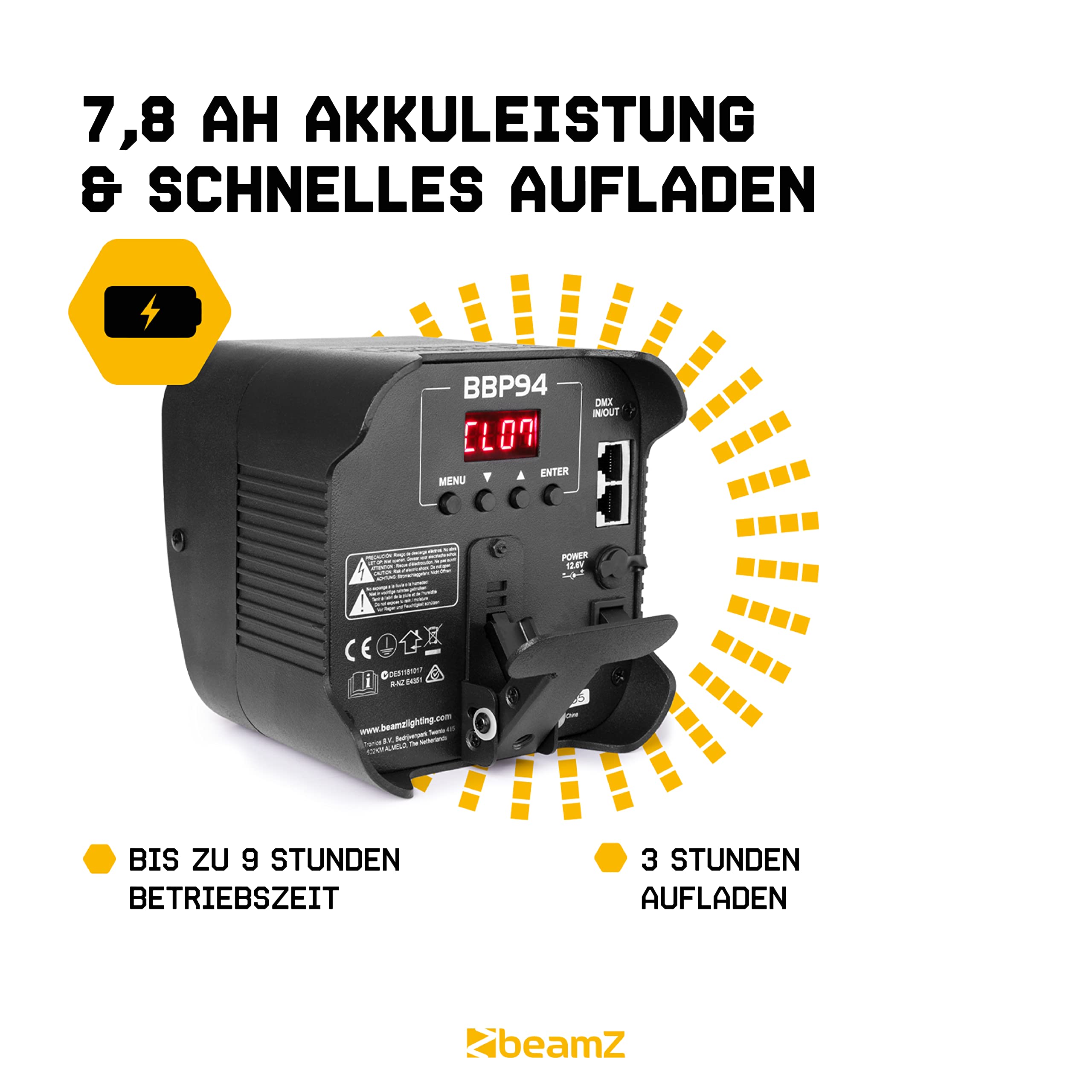 BeamZ BBP94 LED Uplight LED Par Strahler, 6er Set mit Tasche, 10 x 4 Watt, Bühnenbeleuchtung 6er Set für DJ Pult, Bühnenlicht, DMX-LAN, Partylicht Musikgesteuert, Bühnenequipment, mit Fernbedienung