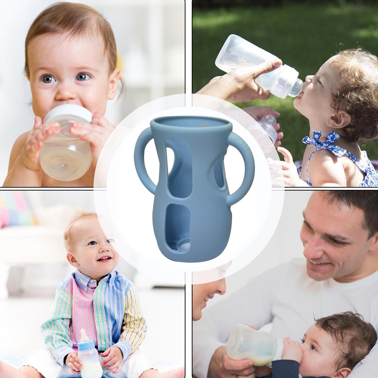 Glas-Babyflaschen-Silikonhülle, Silikon-Flaschenhülle für Glasflaschen | Stillflaschenhülle mit Griffen - Bruchsicherer Flaschenhalter, sturzsichere und stoßfeste Hülle, spülmaschinenfest