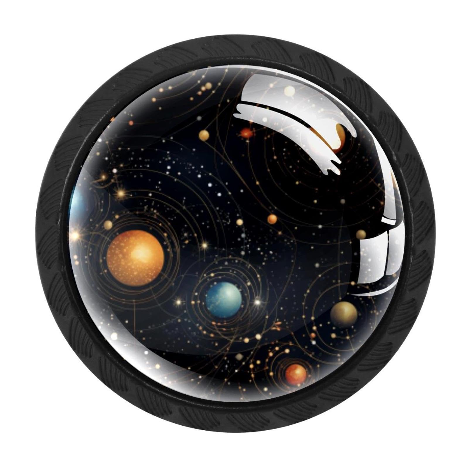 CHENZZZZ Planet Star Drawer Knobs Pull Handle Crystal Glass Circle Shape Cabinet Drawer Pulls Cupboard Knobs with Screws for Kitchen Cupboard Dresser Wardrobe etc