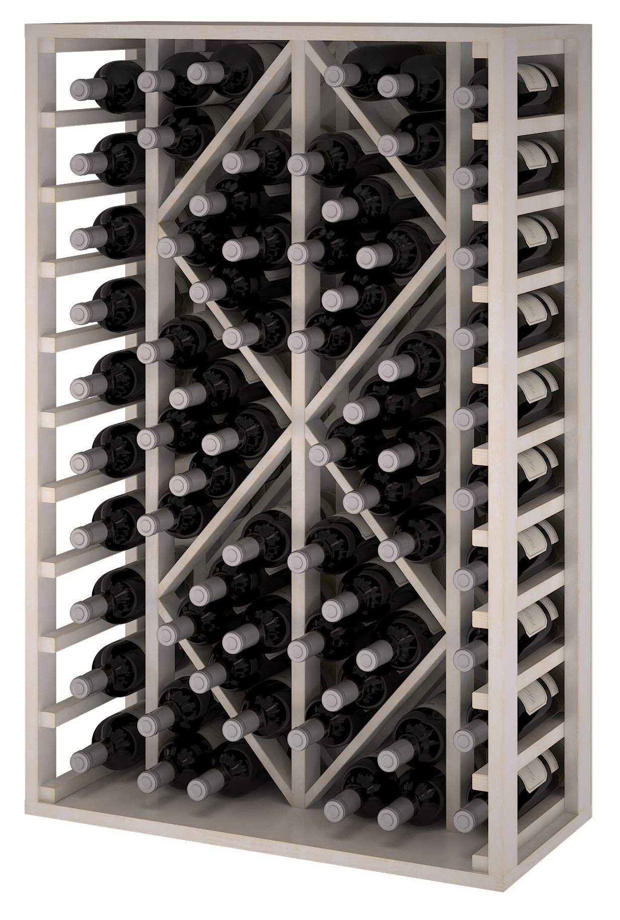Botellero Vino Madera Pino Macizo 34 Botellas Ya Montado - Blanco | Mueble Botellero de Pino Tipo Wine Rack, Estantería Vino Garrafeira Listo Para Usar