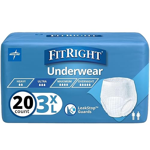 FitRight Adult Incontinence Underwear, Heavy Absorbency, 3X-Large, 75"-94" Waist (20