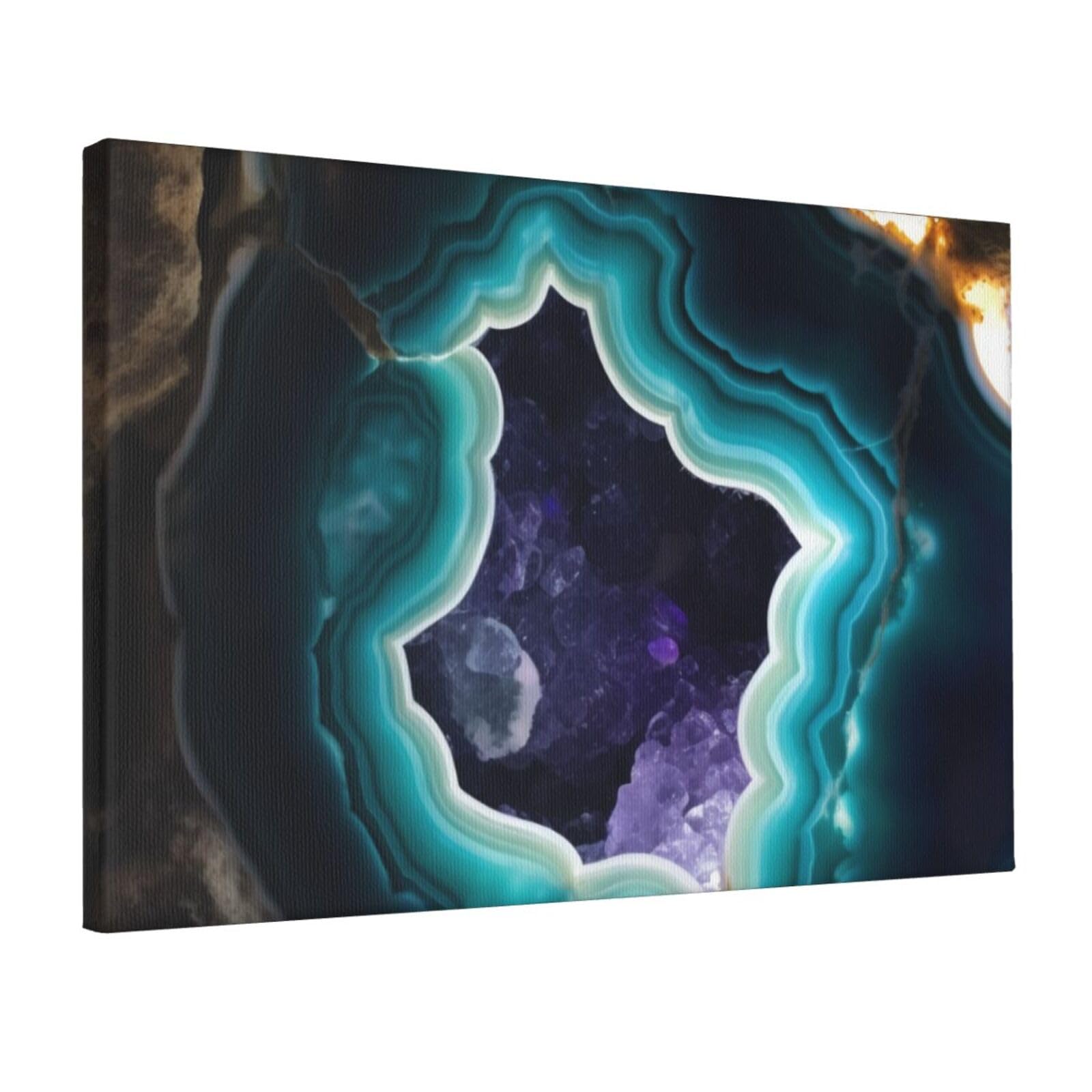 YKLJG Teal Agate Printed Wall Art Canvas Prints 45x30 CM Wooden Framed Picture Painting Artwork for Bedroom Kitchen Home Office Decor