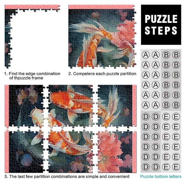 Foto 3 de 6 de Puzzles de 1000 Piezas para Adolescentes Pez koi japonés Juguetes de Juego para Regalo Familiar Regalos…