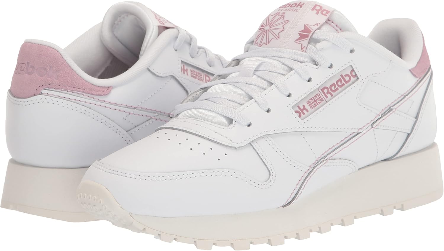 Vista 7 de Reebok Tenis clásicos de cuero para mujer blancotizalila infundido 10 BlancoChalkInfused Lilac