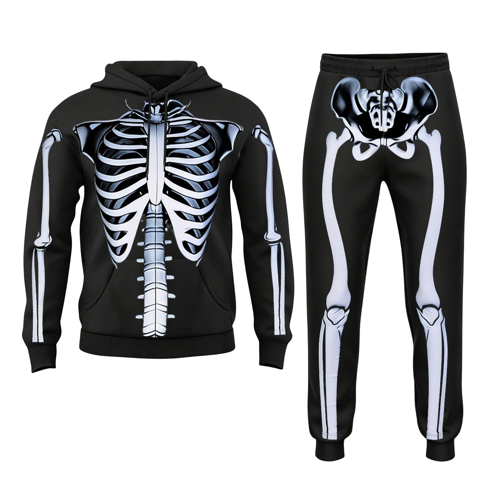 Sudadera con capucha de esqueleto y pantalones para regalar en Halloween 7