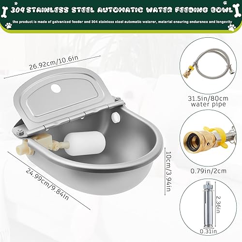 Miniatura 2 de Alimentador automático galvanizado integrado sin instalación para perros y dispensador automático de agua de acero inoxidable 304 para perros