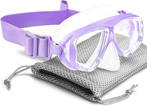 Miniatura 8 de OMGear Gafas de natación para niños con cubierta para la nariz, correa de tela, máscara de buceo para niños (4-16) equipo de esnórquel juvenil, Azul