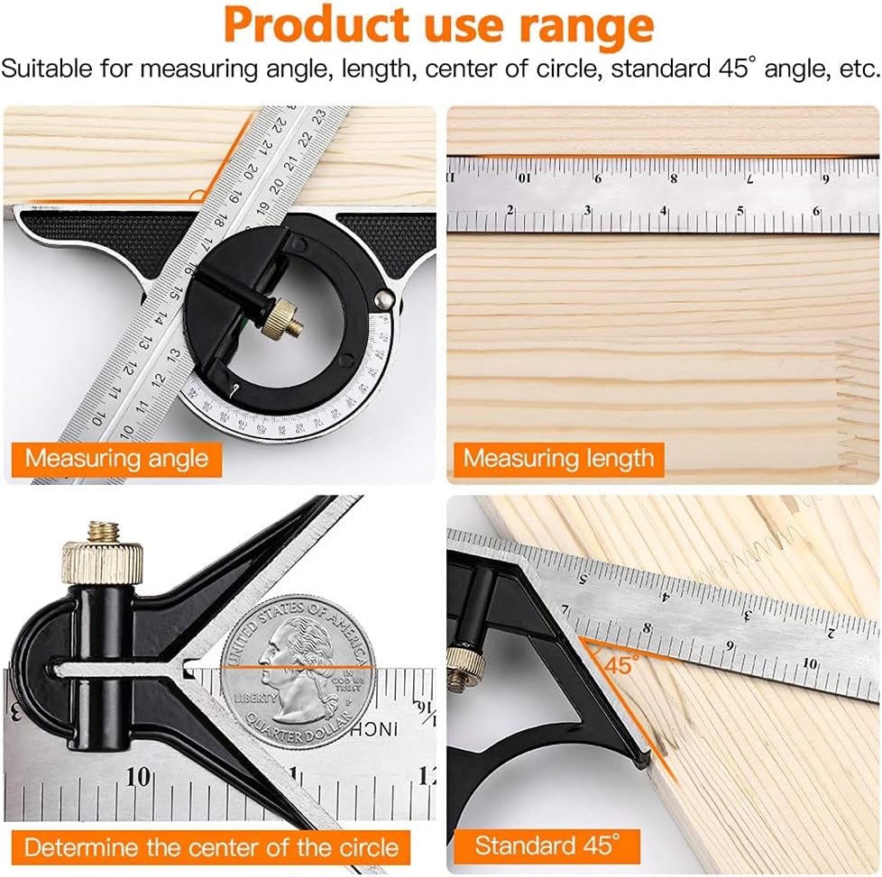 3 In1 Adjustable Ruler Multi Combination Square Angle Finder Protractor 300mm Measuring Set Tools Universal Ruler