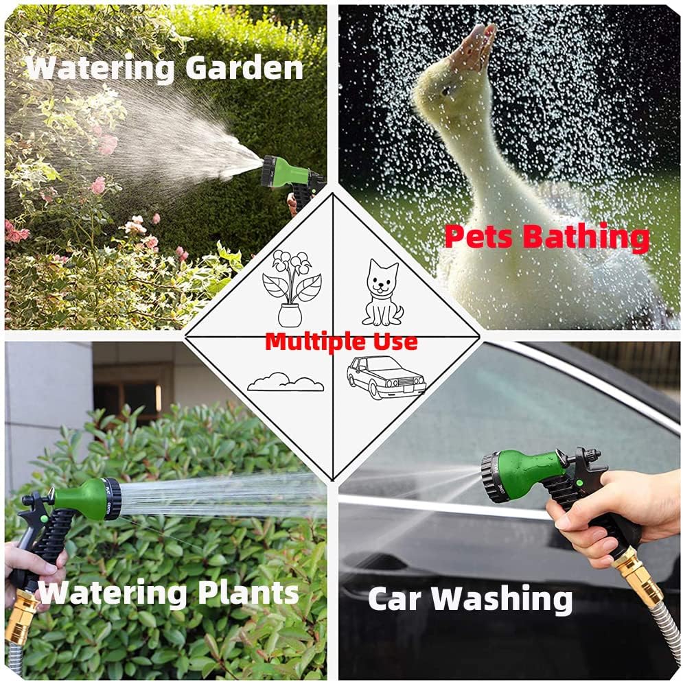 Metal Garden Hose 25ft Heavy Duty Stainless Steel Water Hose with 2 Nozzles for Yard, Outdoor - Flexible, Never Kink & Tangle, Puncture Resistant