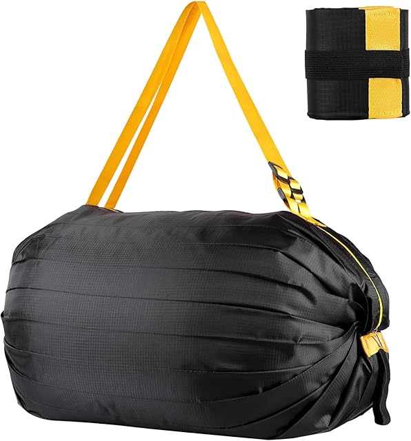 NymphFable Lightweight Shopping Bags for Groceries Nylon Tote Bag Foldable Black Beach Bag with Handles Zipper
