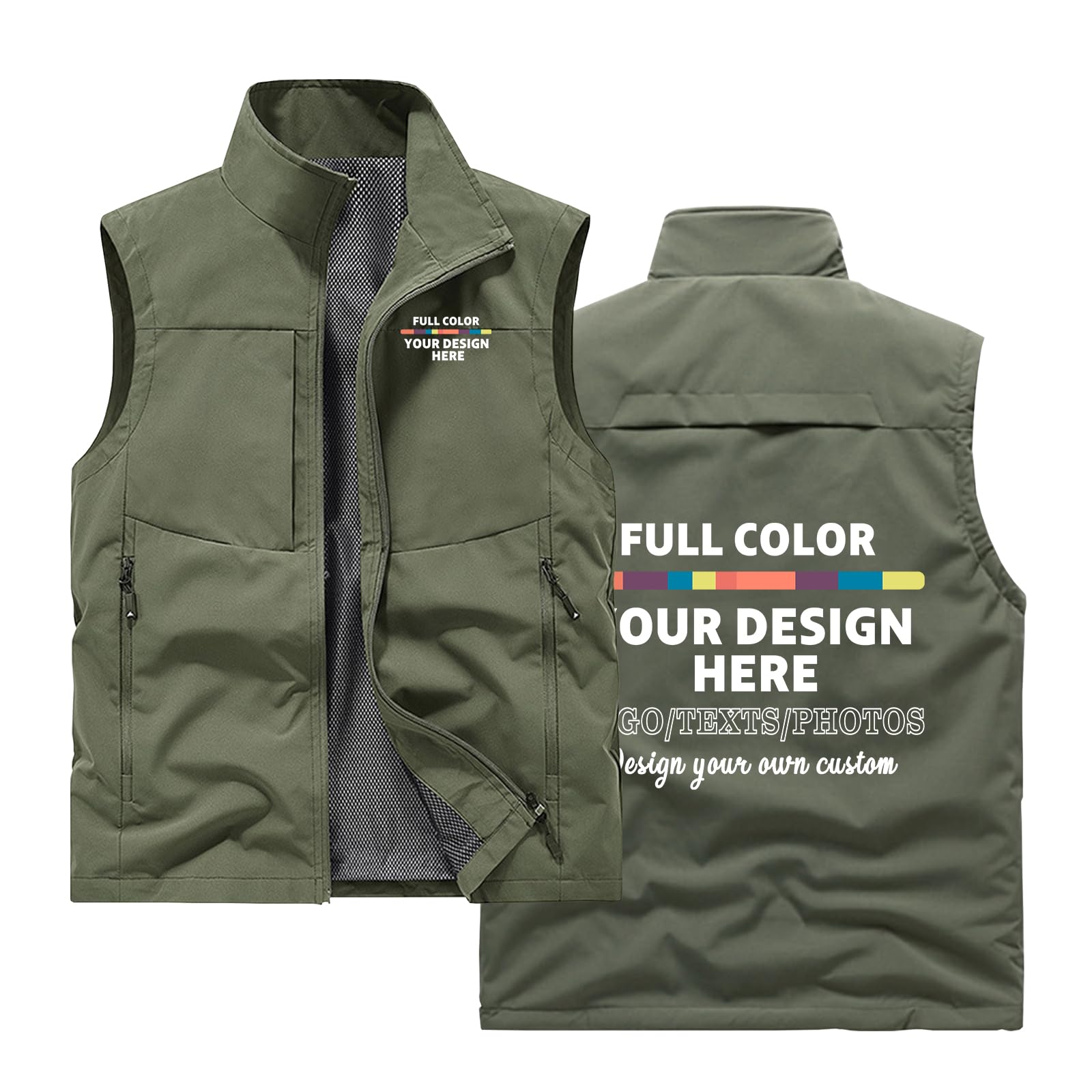Gilet multiuso da uomo, con logo personalizzato, multitasche, traspirante, senza maniche, per escursionismo e campeggio