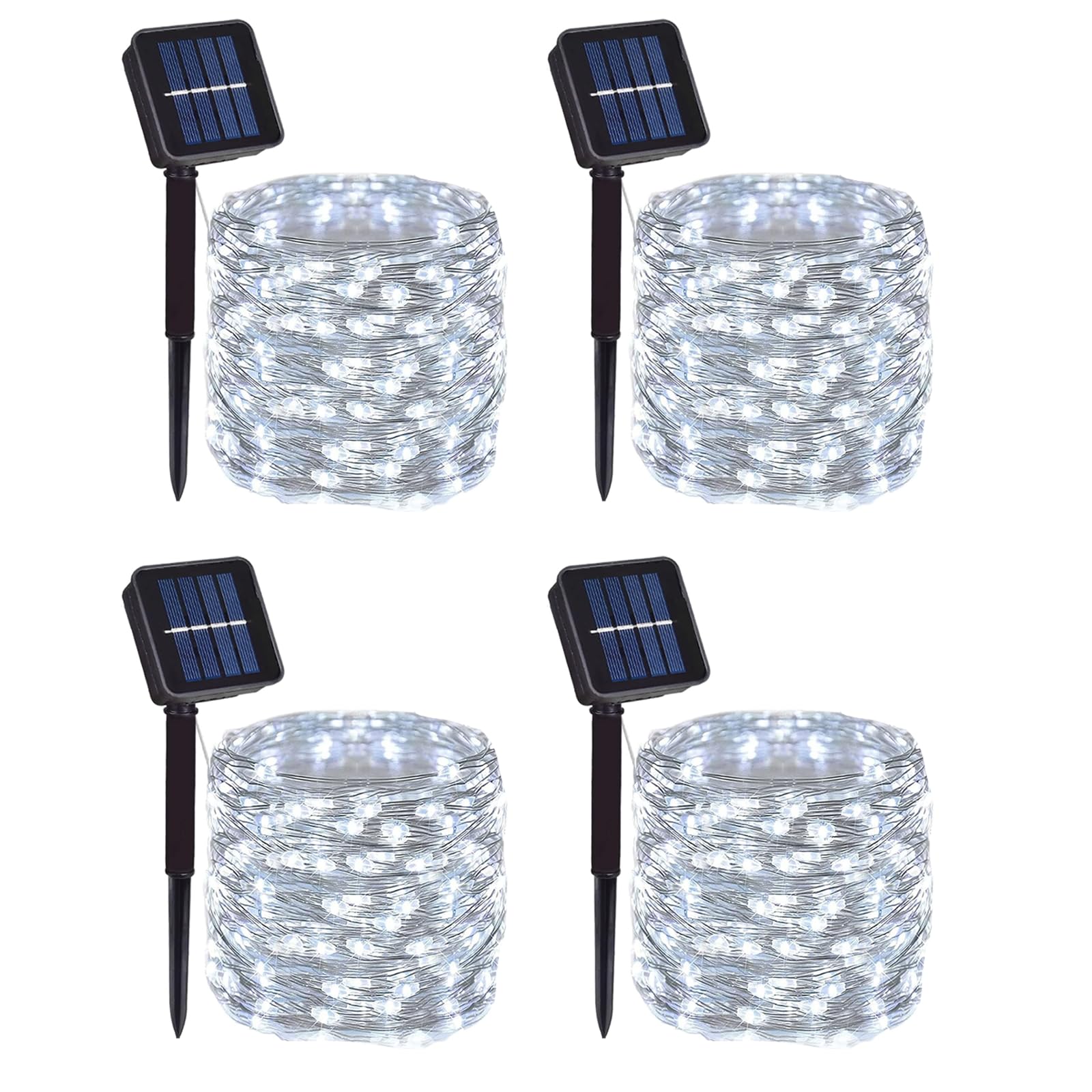 4 Pack Solar Copper Wire String Lights, 400 LED White Outdoor Decor