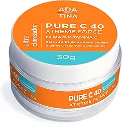 Ada Tina Creme Ultra Clareador Anti-Idade Pure C 40 Xtreme Force 30g | Textura Mousse | Toque Seco | com 40% de Vitamina C Pura, Ácido Hialurônico, Vitamina E e Sílicas Matificantes | Reduz 8 Tipos de Rugas e Linhas de Expresssão | Rejuvenece e Melhora a Firmeza da Pele