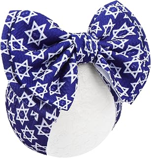 YanJie 7'' Happy Hanukkah Baby Bows for Girls Star of David Headbands for Infant Toddlers Blue Hair Bow Accessories Jewish Outfits for Girl Baby Hair Accessory Gift
