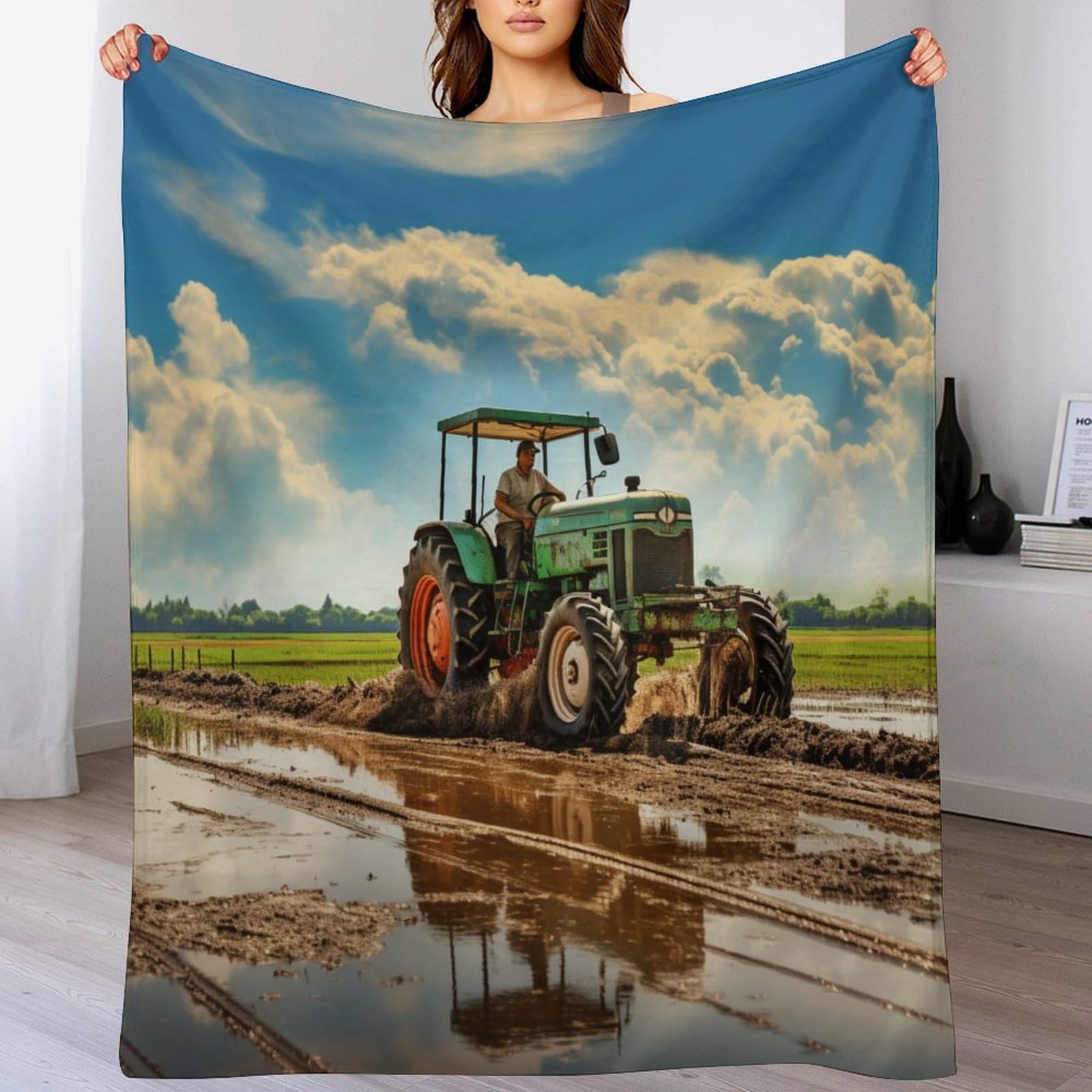 Couverture polaire tracteur plaid flanelle douce canapé lit 150x200cm