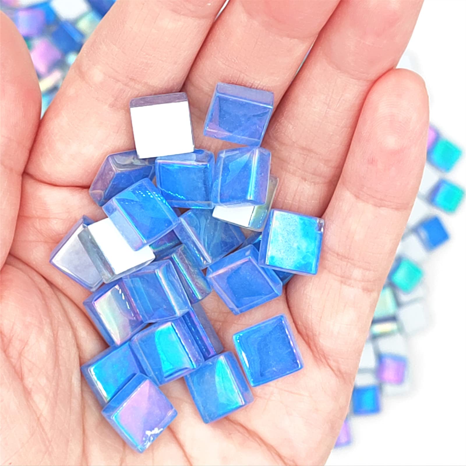 FAIRUO 100 Pieces Mosaic Tiles Squares Bulk Pink Crystal Mosaic Stained Glass For Crafts Supplies DIY Picture Frames Handmade Jewelry Coasters Art Material Decoration,1x1cm - View #14