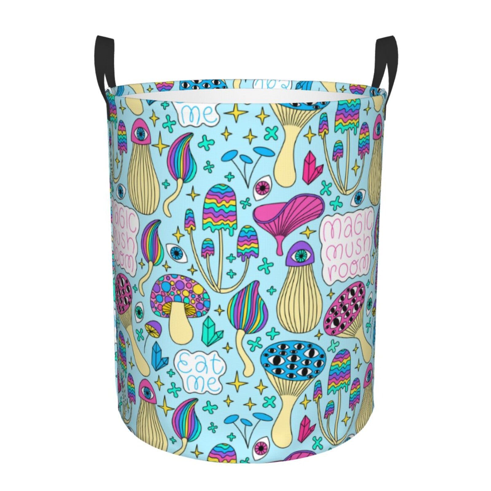 Laundry Basket Trippy Mushroom Laundry Hamper Waterproof Idea Hampers Large Collapsible Baskets with Handle Suitable for Bedroom Bathroom Utility Room Kitchen