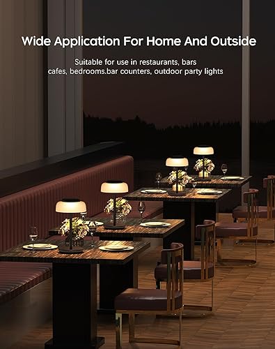 Miniatura 2 de QiMH Lámpara de mesa LED a pilas, lámpara de escritorio inalámbrica de 5000 mAh con control táctil de brillo de 3 niveles, mini luz nocturna