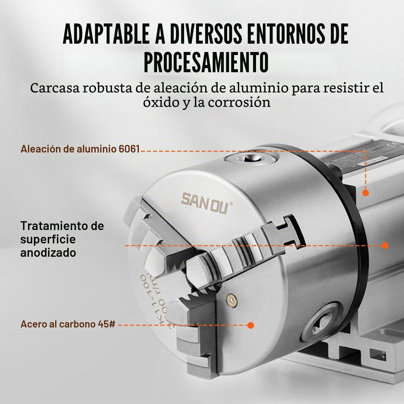 VEVOR Cabezal divisorio portabrocas de 3 mordazas K11-100 mm, fresadora CNC eje rotacional, cabezal indexador de eje A, altura central de 2,6"/65 mm, contrapunto MT2, relación de engranaje 6:1