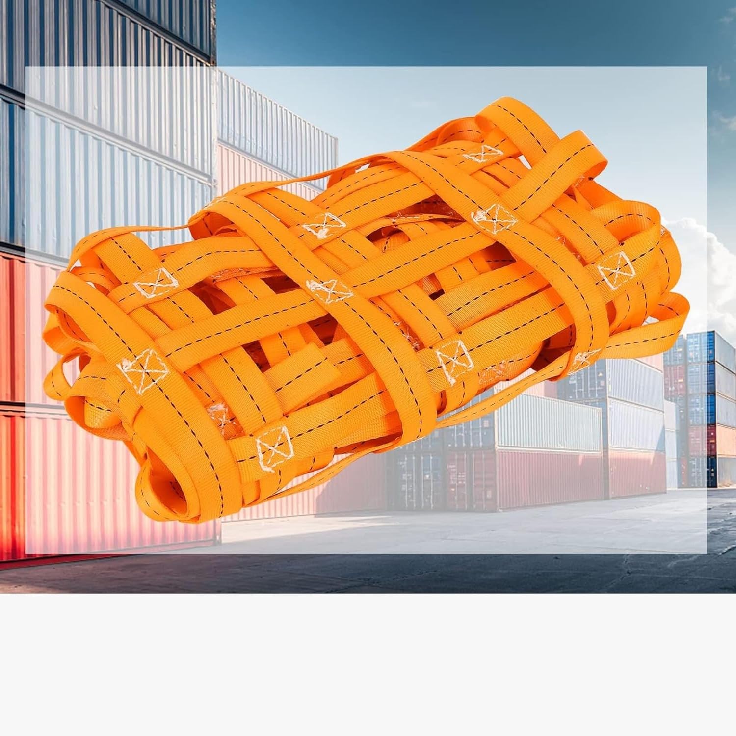 Filet de levage de fret 2x2m avec capacité 3,5t et élingue plate