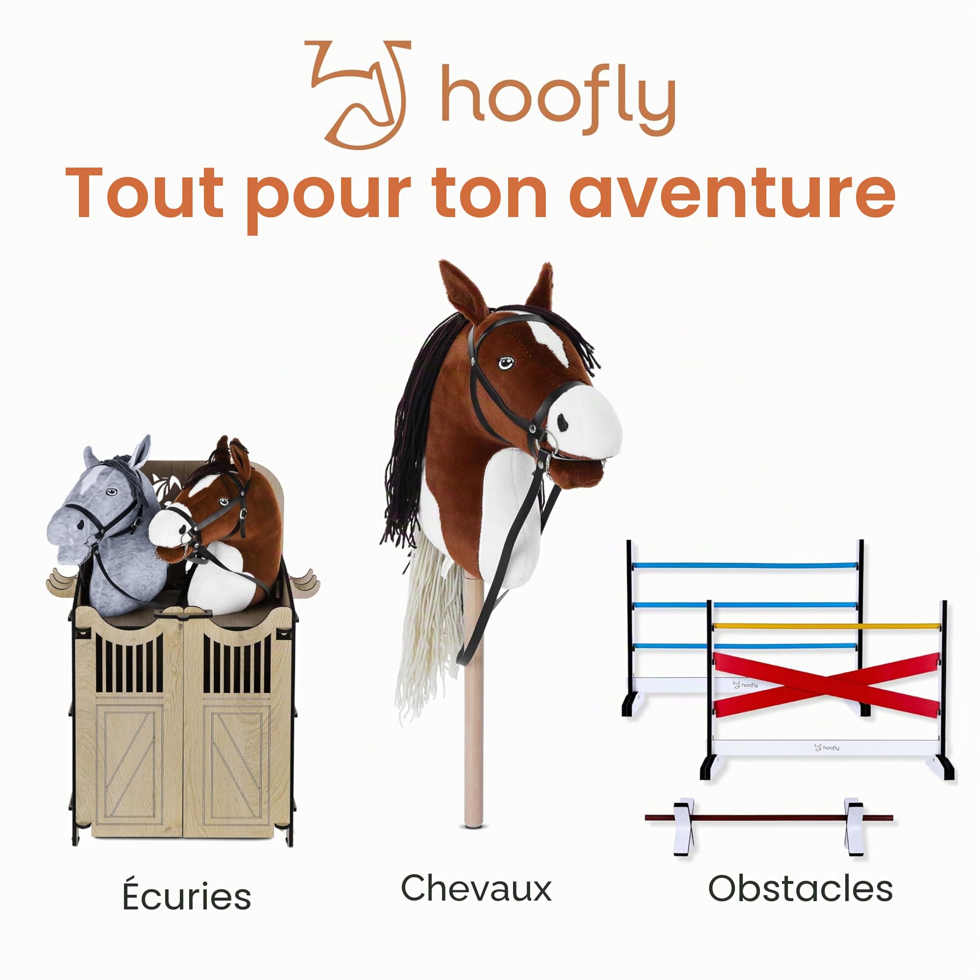 Hobby Horse Écurie – Accessoire Pratique avec Portes, Rangement & Crochets/Support Robuste pour Cheval bâton/Box en Bois pour 1 Hobby Horse