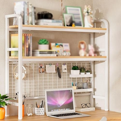 Miniatura 9 de Estantería de escritorio de 2 niveles y 3 niveles para escritorio de computadora, organizador de libros de encimera de madera, estante de exhibición