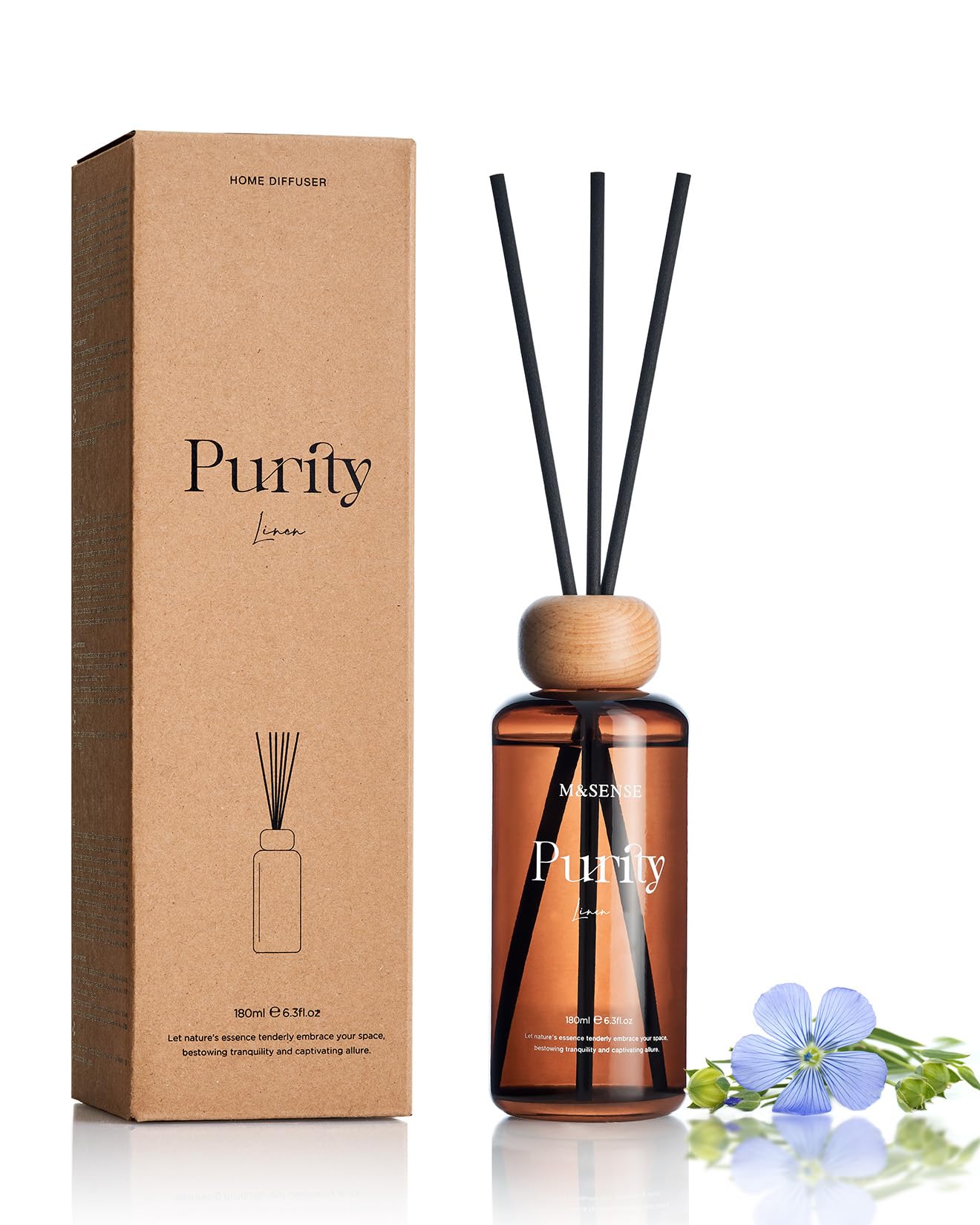 Linen Scent Reed Diffuser | 6.3 fl oz Natural Essential Oil Diffuser with Sticks, Non-Toxic Housewarming Aromatherapy Diffuser Gift for Bathroom & Shelf Decor