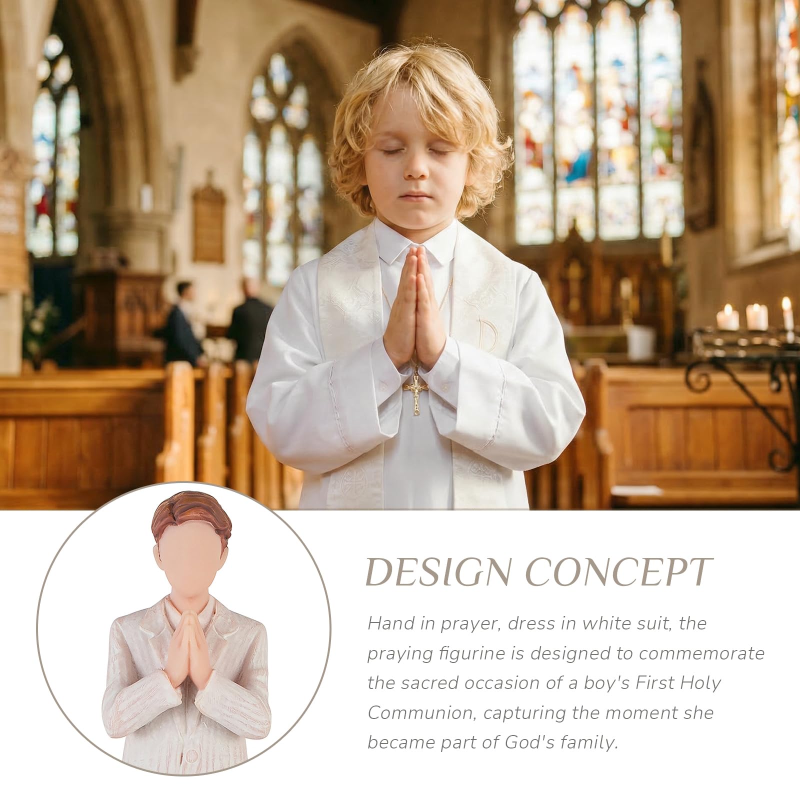 Storieme First Communion Gifts for Boys: 1st Holy Communion Decorations Keepsake Box with Rosary Cross Bracelet - Christian Religious Catholic Present for Baptism Confirmation